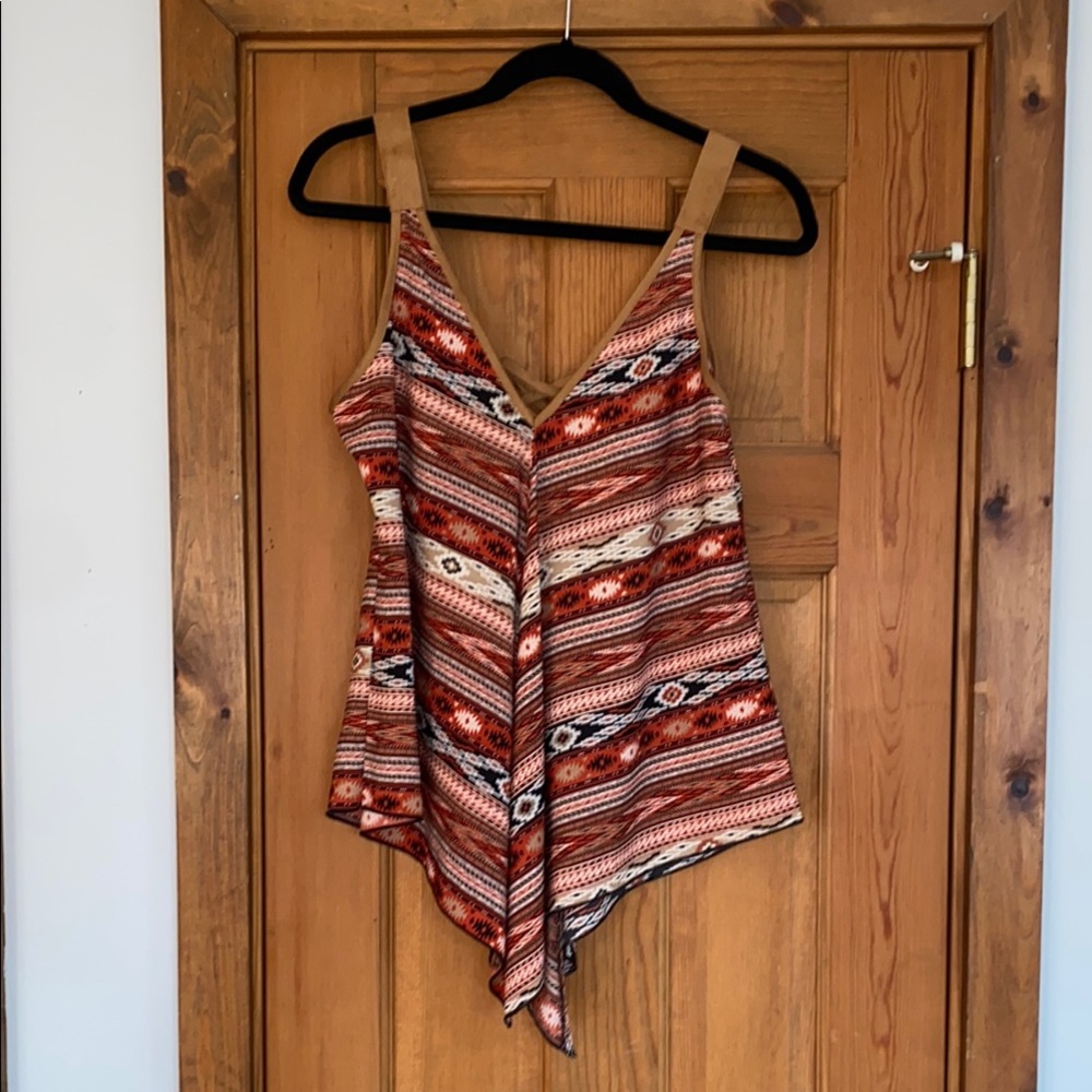 Band of Gypsies Navajo Native American Print Asymmetrical Silky Boho Camisole